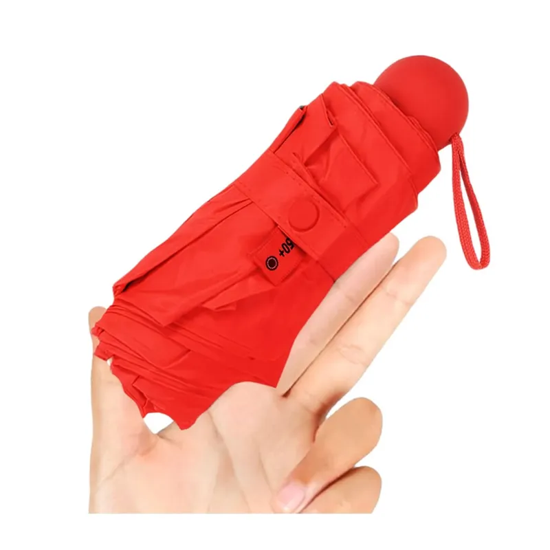 Parasolka Kieszonkowa Składana Z Ochroną UV UPF 50+ Etui 90 cm - Czerwona