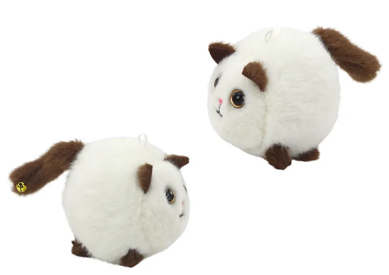 Pluszowy Kotek Naciągany Skacze Kręci Ogonkiem Maskotka 12 cm - Biały
