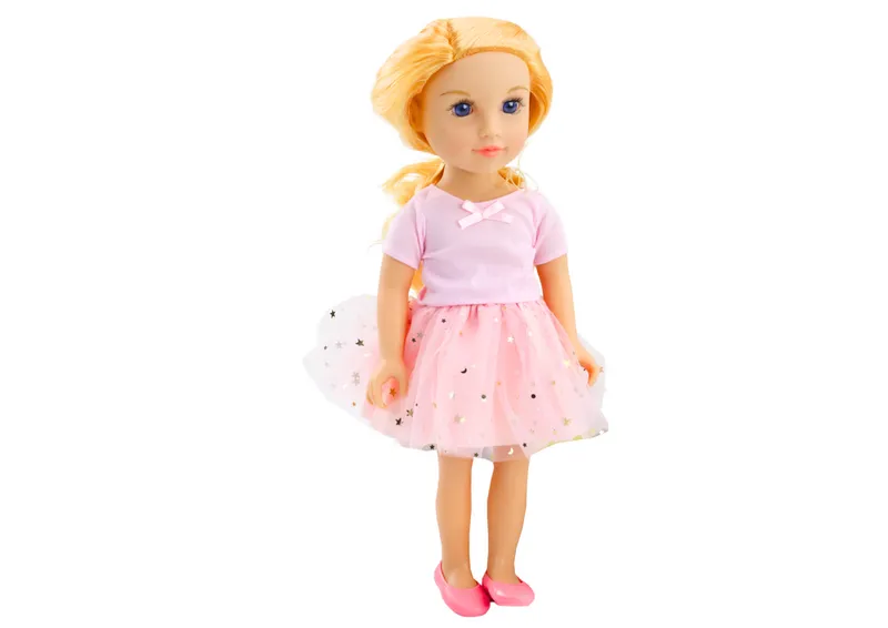 Lalka W Sukience Z Tiulem Blond Włosy - Różowa