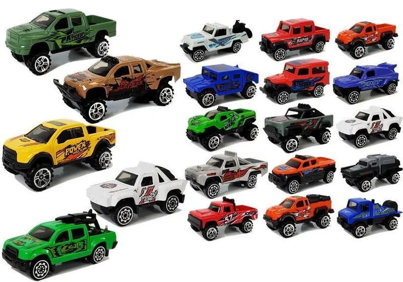 Zestaw Auta Terenowe JEEP Resoraki Różne Kolory 20 Sztuk