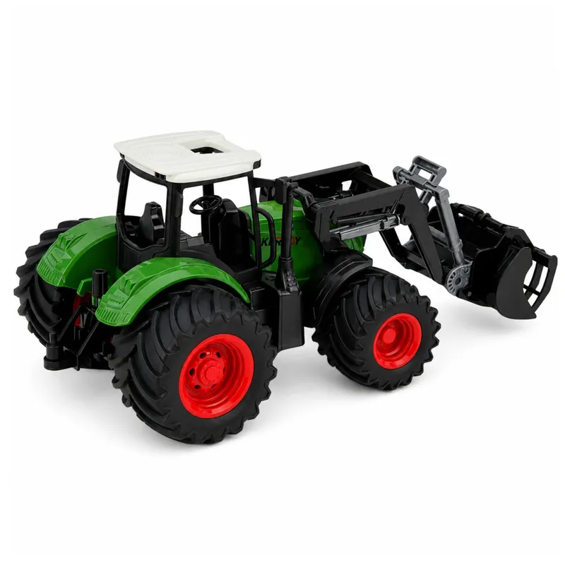 Traktor Rolniczy Farmerski Z Ładowaczem Czołowym Gumowe Koła 1:24 - Zielony