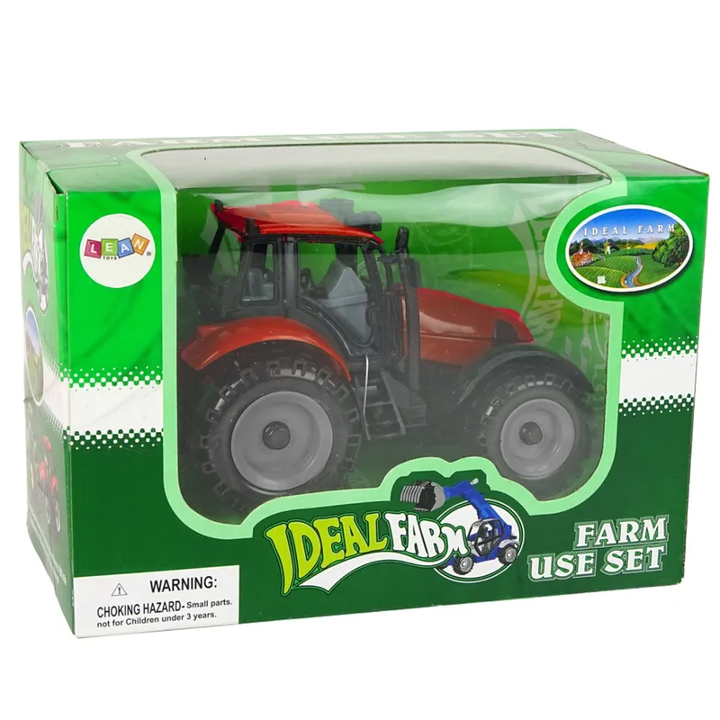 Mały Traktor Rolniczy Farmerski Otwierana Maska 13 cm - Czerwony