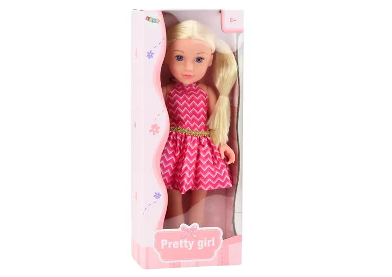 Lalka Sukienka Kucyki Blond Włosy Duża Laleczka 46cm - Różowa
