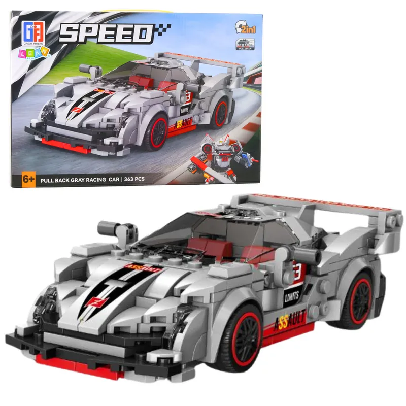 Klocki Konstrukcyjne Auto Sportowe Robot 2w1 363 el - Szary