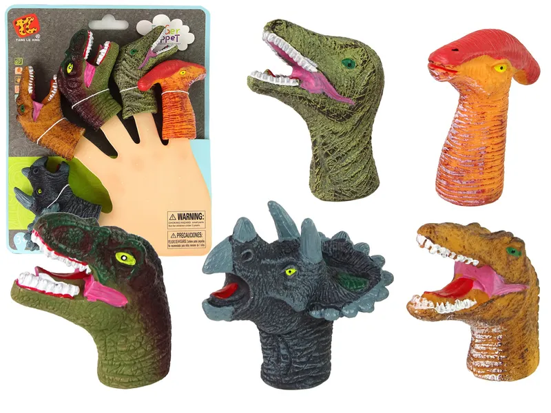 Pacynki Na Palce Dinozaury Kolorowe 5 Sztuk