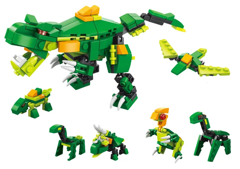 Klocki Konstrukcyjne Dinozaury 6w1 Zestaw DIY Dinozaur 160 Ele