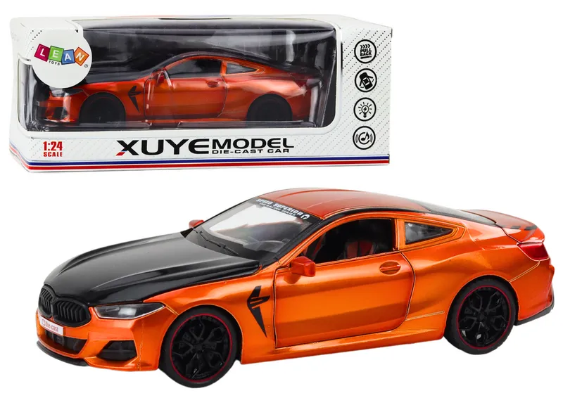 Auto Sportowe Metalowe Napęd Frykcyjny Otwierane Elementy 1:24 - Pomarańczowe