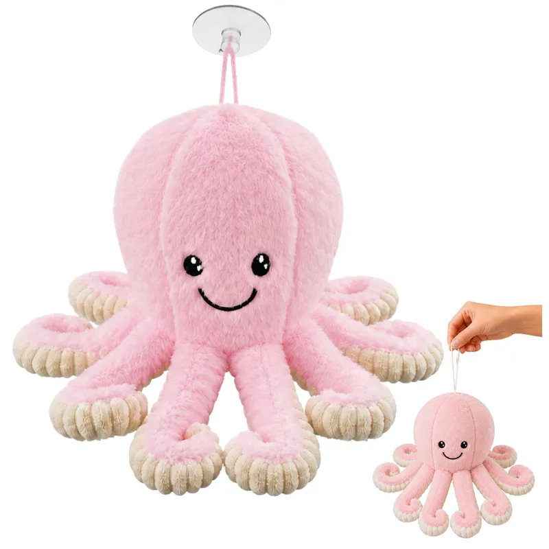 Pluszowa Ośmiornica Maskotka Przytulanka Z Przyssawką 16 cm - Różowa