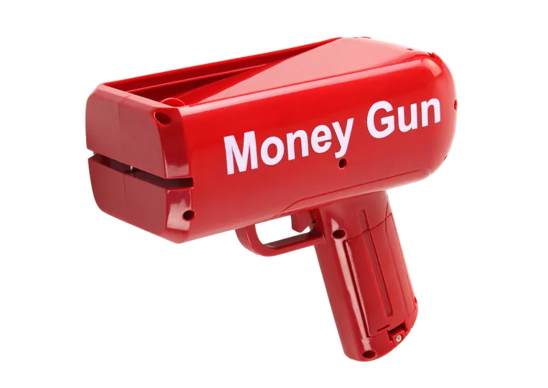 Pistolet Na Pieniądze Strzelający Wyrzutnia Money Gun Banknoty - Czerwony