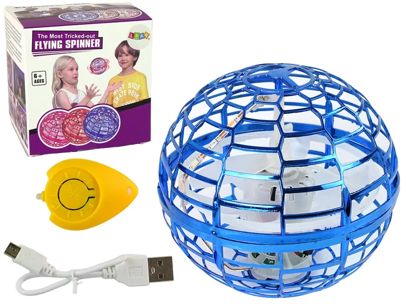 Latająca Wirująca Kula Flynova Sterowana Ręką LED 10 cm - Niebieska