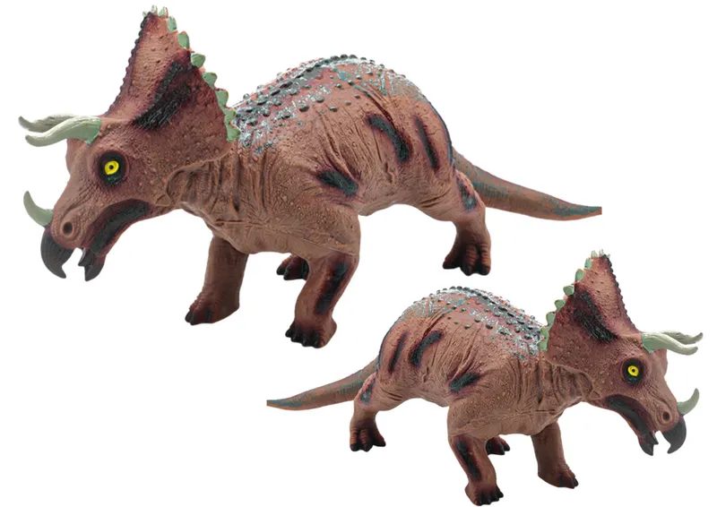 Duża Figurka Dinozaur Triceratops Dźwięk 36 cm - Brązowy