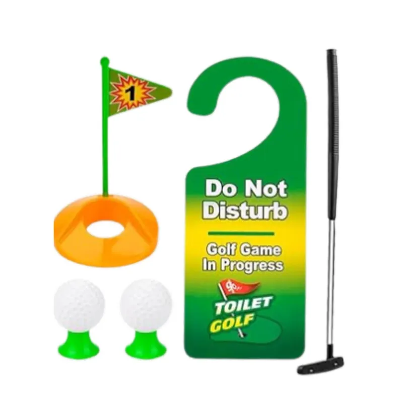 Zestaw Gra Zręcznościowa Golf Toaletowy Mata Kij Piłki Zawieszka Na Drzwi