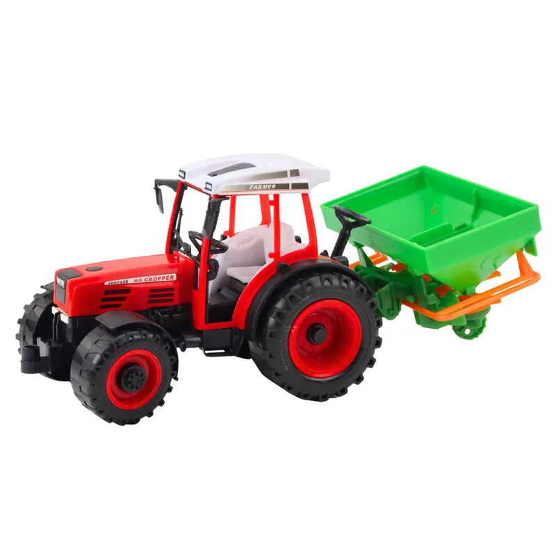 Traktor Pojazd Rolniczy Farmerski Z Siewnikiem 34cm - Czerwony