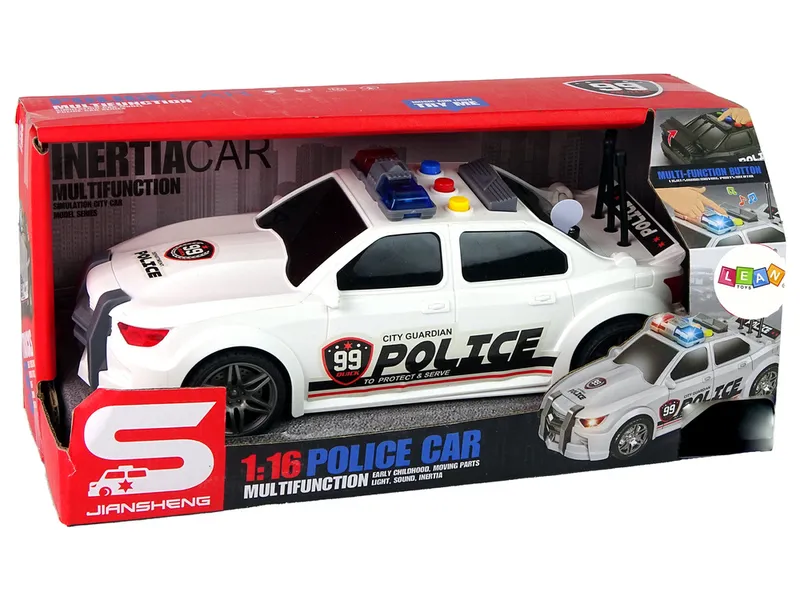 Auto Sportowe Otwierany Bagażnik Policja Światła Dźwięki 1:16 - Biały