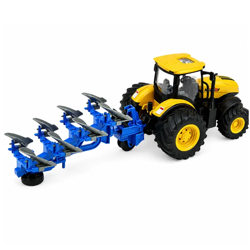 Traktor Rolniczy Z Pługiem Wieloskibowym Światła Dźwięki 1:24 - Żółty