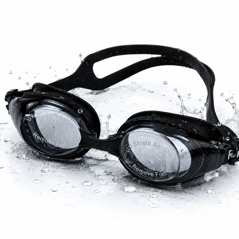 Okulary Do Pływania Regulowane Powłoka Anti Fog Ochrona UF Etui - Czarne