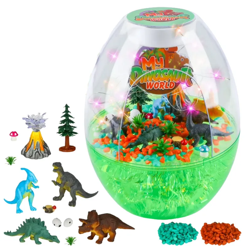 Zestaw Kreatywny Terrarium Z Dinozaurami Lampka Nocna Sterowanie Głosem DIY