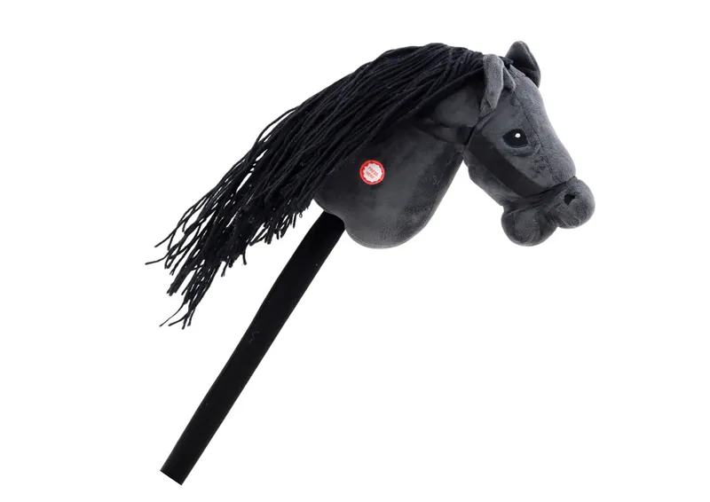 Pluszowa Głowa Konia Na Kiju Hobby Horse Koń Długowłosy Dźwięki - Czarny