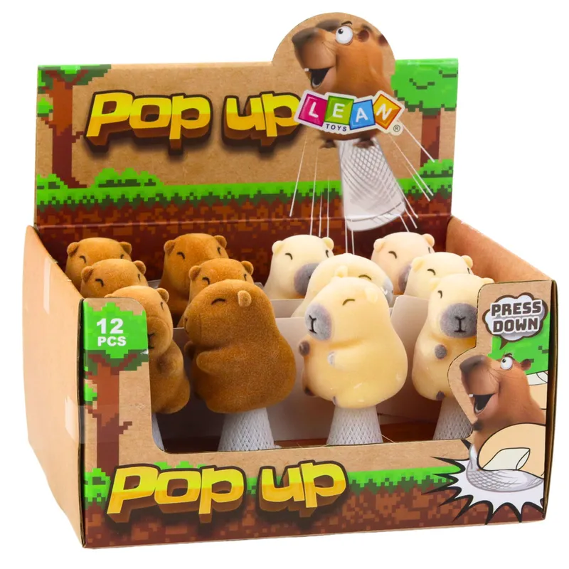 Skacząca Kapibara Na Sprężynie Pop Up Beżowa Brązowa 10cm