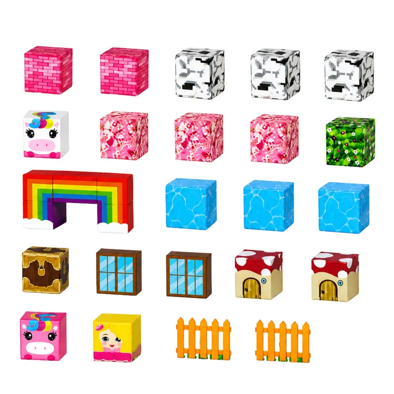 Zestaw Klocki Magnetyczne Kostki Sześciany Piksel Magiczna Kraina 3D 100el