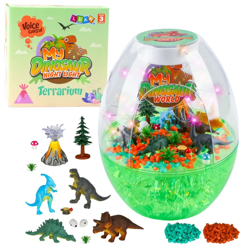 Zestaw Kreatywny Terrarium Z Dinozaurami Lampka Nocna Sterowanie Głosem DIY