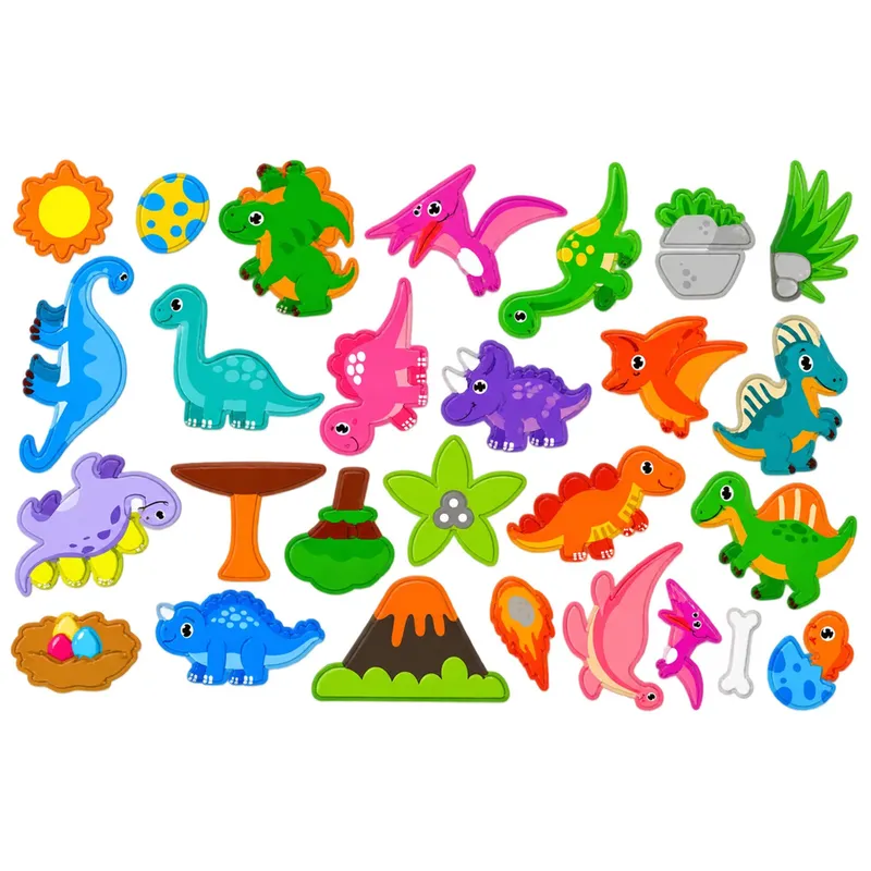Książeczka Magnetyczna Układanka Puzzle Dinozaury Kolorowe Magnesy 30 el