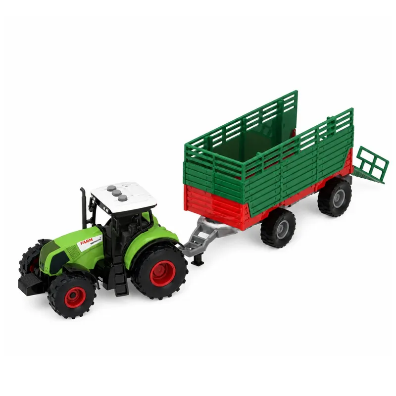 Zestaw Farma Z Traktorem Wiatrak Stajnia Przyczepa Figurki Zwierzęta 45 el