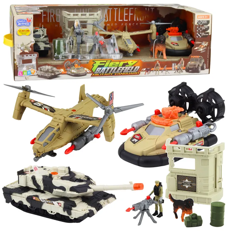 Zestaw Militarny Wojskowy Helikopter Czołg Poduszkowiec Żołnierz Baza