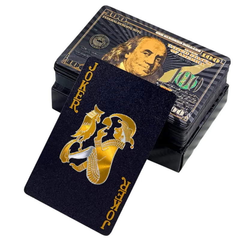 Karty Do Gry Towarzyskiej Eleganckie Banknot Dolar Talia 54 Karty - Czarne
