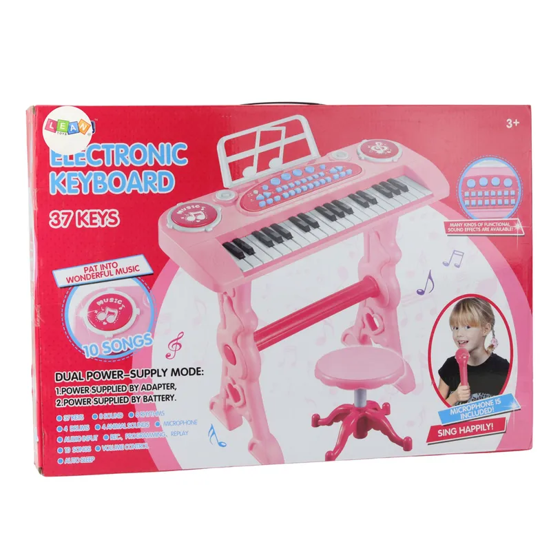 Elektroniczne Pianinko Dla Dzieci Z Mikrofonem 37 Klawiszy - Różowy