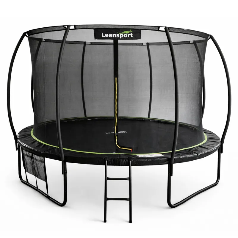 Trampolina Ogrodowa Z Siatką Wewnętrzną 366cm 12ft - Czarno-Zielona