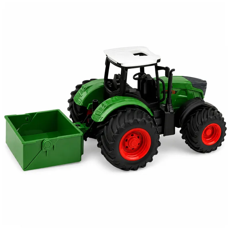 Traktor Rolniczy Farmerski Z Rozsiewaczem Nawozu Gumowe Koła 1:24 - Zielony