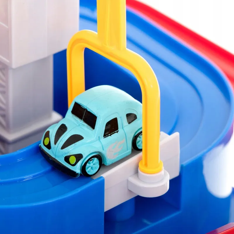 Samochodowy Tor Przeszkód Interaktywny Parking Edukacyjny 4 Auta - Niebieski
