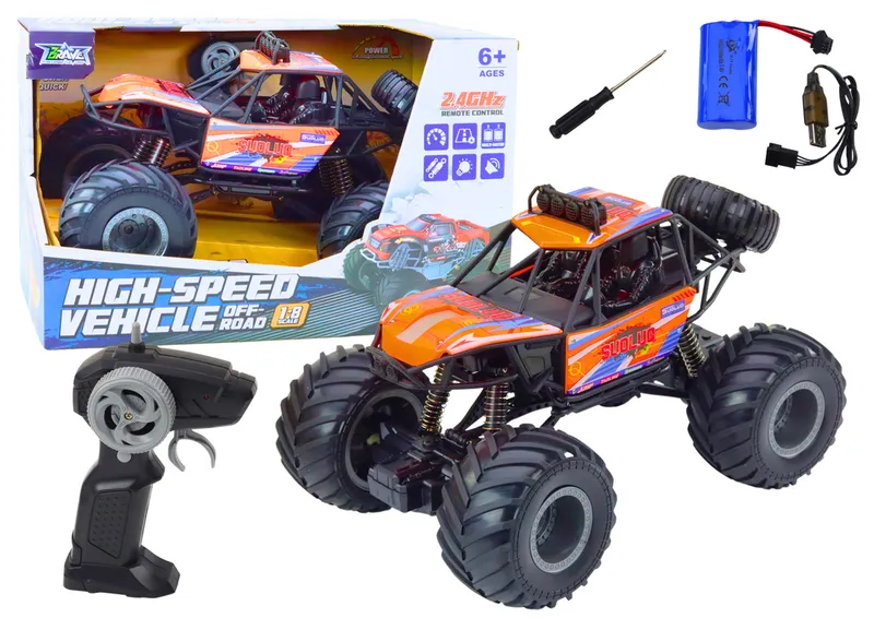 Auto Terenowe Zdalnie Sterowane RC 1:8 Amortyzatory - Pomarańczowy