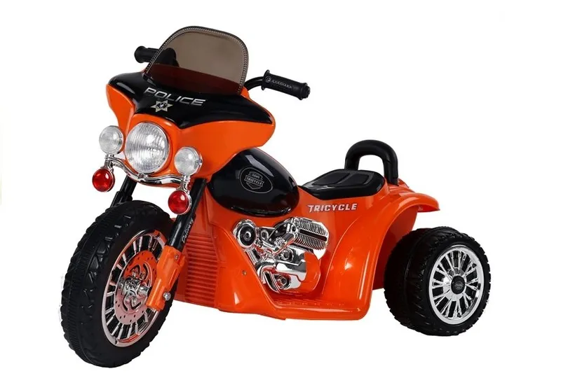 Motor Na Akumulator Trójkołowy JT568 Policja Dla Dzieci LED - Pomarańczowy