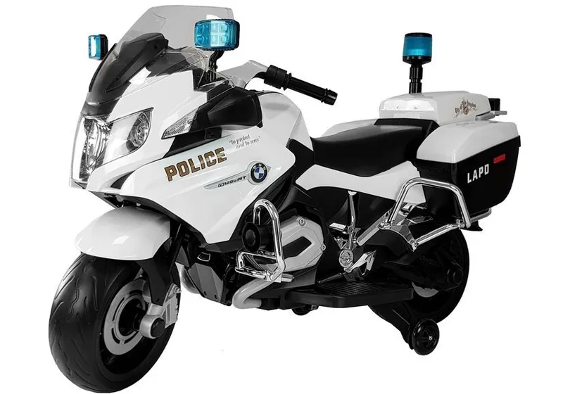 Motor Na Akumulator BMW R1200 Policja Światła LED Dźwięki - Biały
