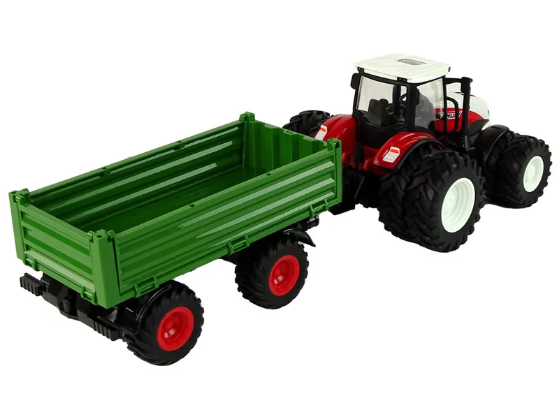 Traktor Zdalnie Sterowany Z Przyczepą 1:24 Czerwony Zielony