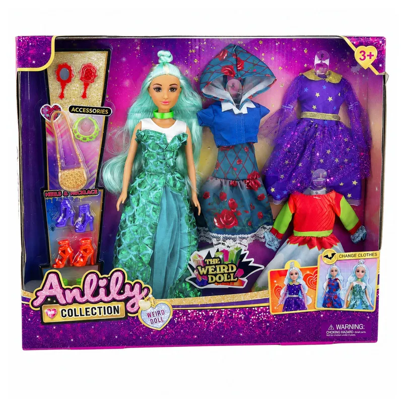 Lalka Anlily Weird Z Przebraniami Fantasy Sukienki Akcesoria Buty Zestaw