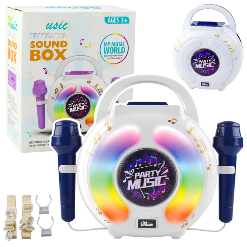 Zestaw Karaoke Dwa Mikrofony Głośnik Bluetooth MP3 Nagrywanie LED