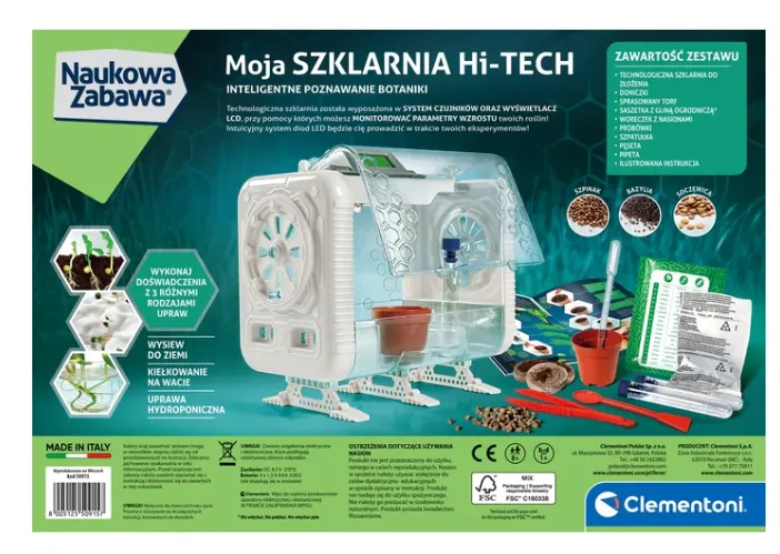 Naukowa Zabawa Laboratorium Szklarnia HI-TECH Botanika Doświadczenie Język Polski CLEMENTONI 50915