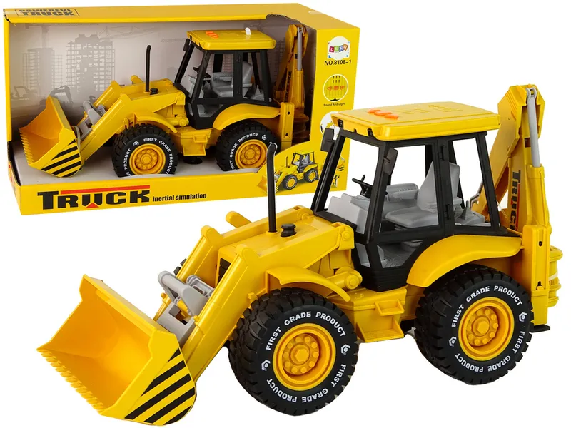 Koparka Traktor Z Napędem Frykcyjnym Dźwięk - Żółta