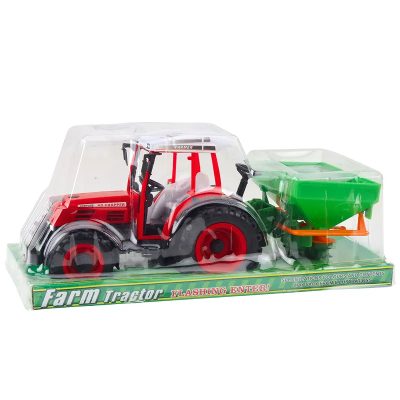 Traktor Pojazd Rolniczy Farmerski Z Siewnikiem 34cm - Czerwony