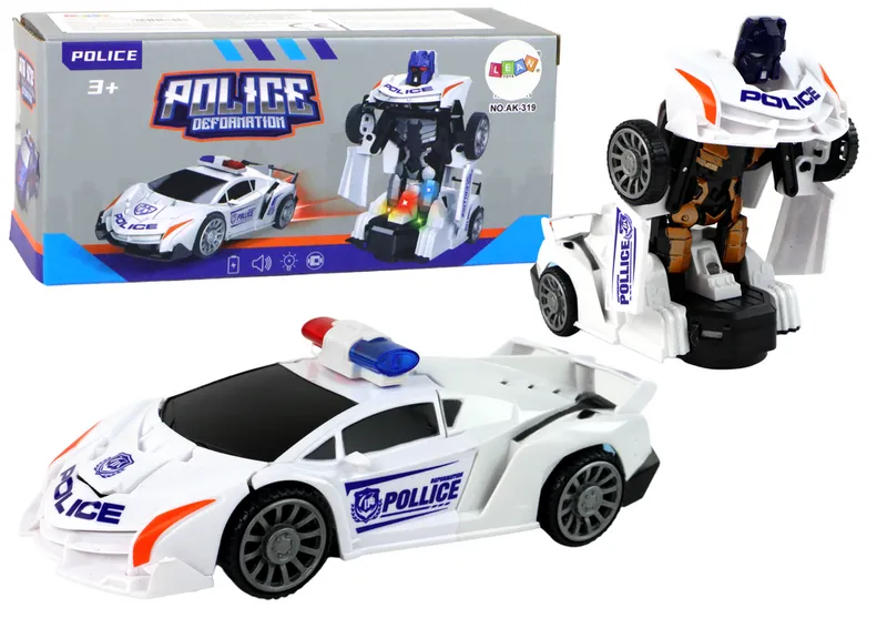Samochód-Robot Policja 2w1 Transformacja - Biały