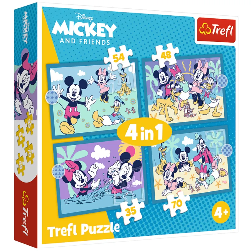 Puzzle - 4w1 (35, 48, 54, 70) - Zabawne Zdarzenia Myszki Miki - TREFL 34669