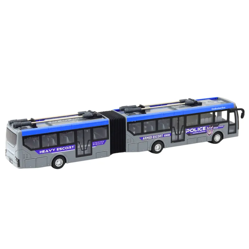 Autobus Policyjny Przegubowy Zdalnie Sterowany RC Światła 1:32 - Szary