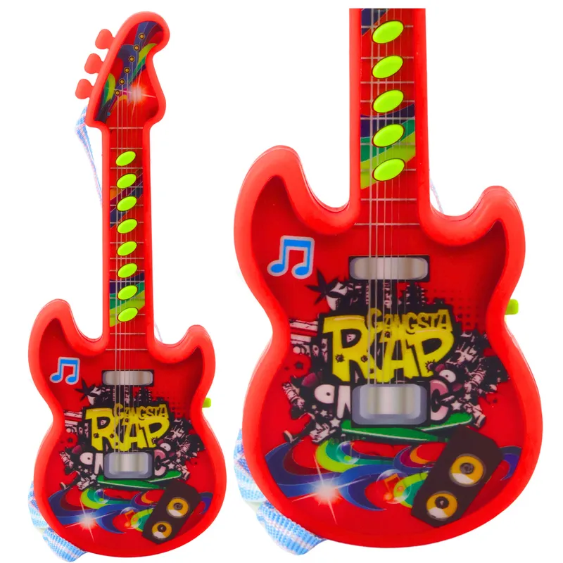 Gitara Elektryczna Dla Dzieci Melodie Gama Solmizacyjna 29cm - Czerwona