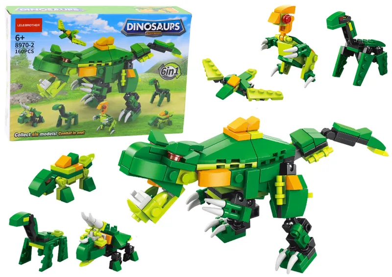 Klocki Konstrukcyjne Dinozaury 6w1 Zestaw DIY Dinozaur 160 Ele