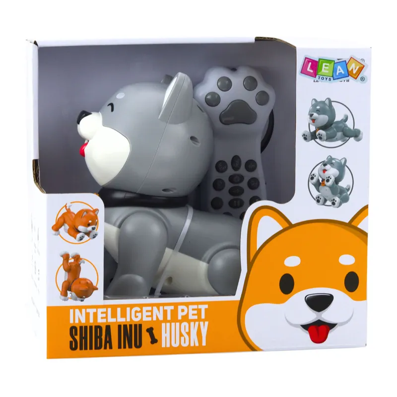 Interaktywny Robot Pies Husky Zdalnie Sterowany RC Głosem Sztuczki - Szary