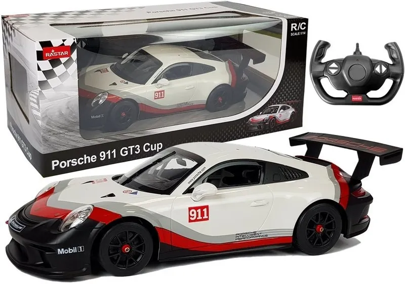 Auto R/C PORSCHE 911 GT3 CUP Rastar 1:14 Na Pilota - Białe
