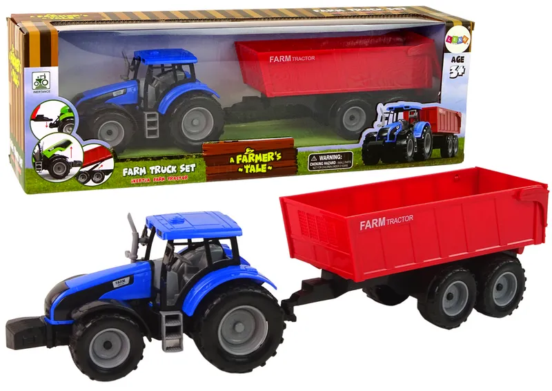 Traktor Z Przyczepą Pojazd Rolniczy Farma - Niebieski